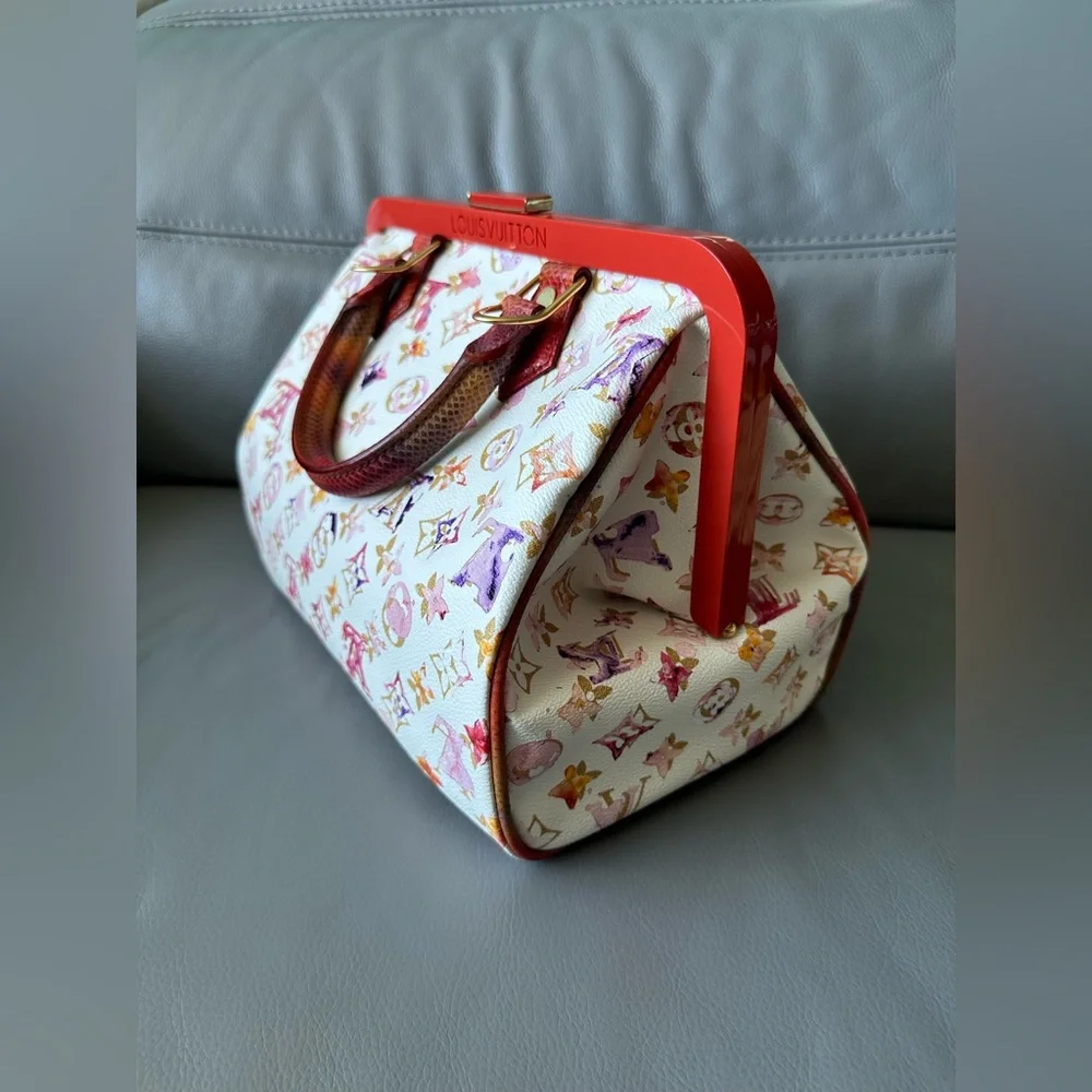 Louis Vuitton MONOGRAM WATERCOLOR FRAME SPEEDY with snakeskin trim - Picture 3 of 13